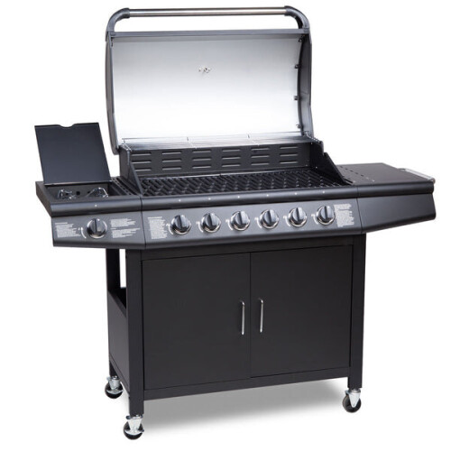 CosmoGrill (Black) CosmoGrill 6+1 Pro Gas Burner BBQ with Side Burner 2