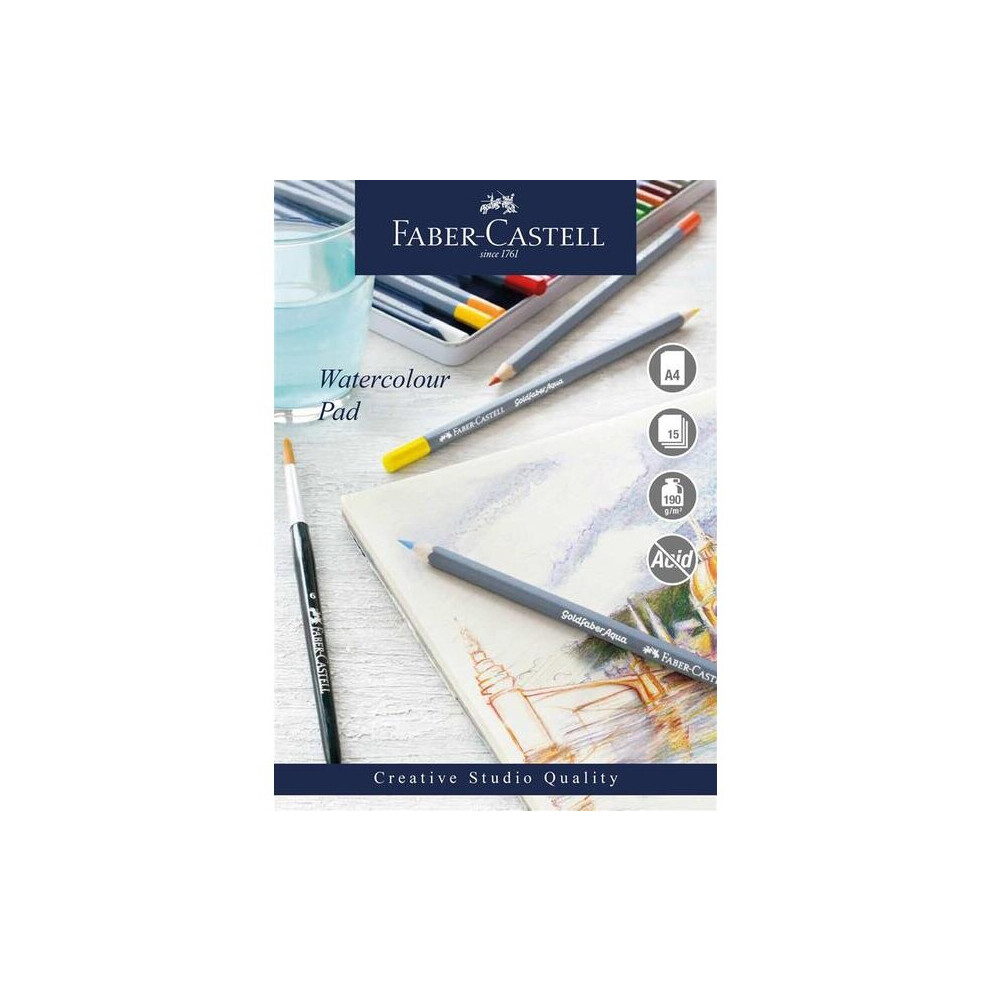 Faber Castell A4 Creative Studio Watercolour Pad Spiral 190gsm 15 Sheets