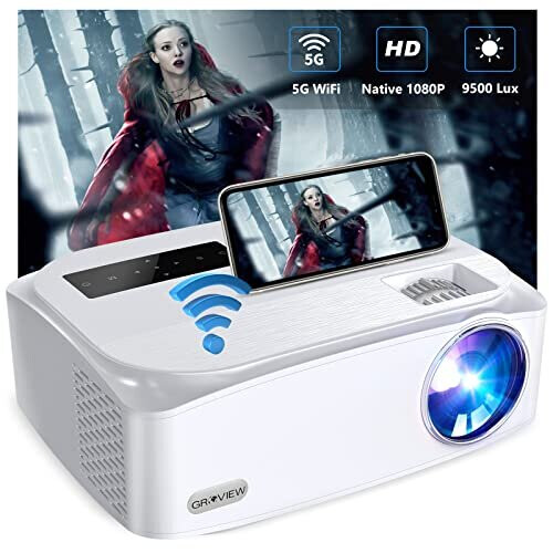 Projector, Groview 9500 Lux WiFi Projector Native 1080P, Full HD