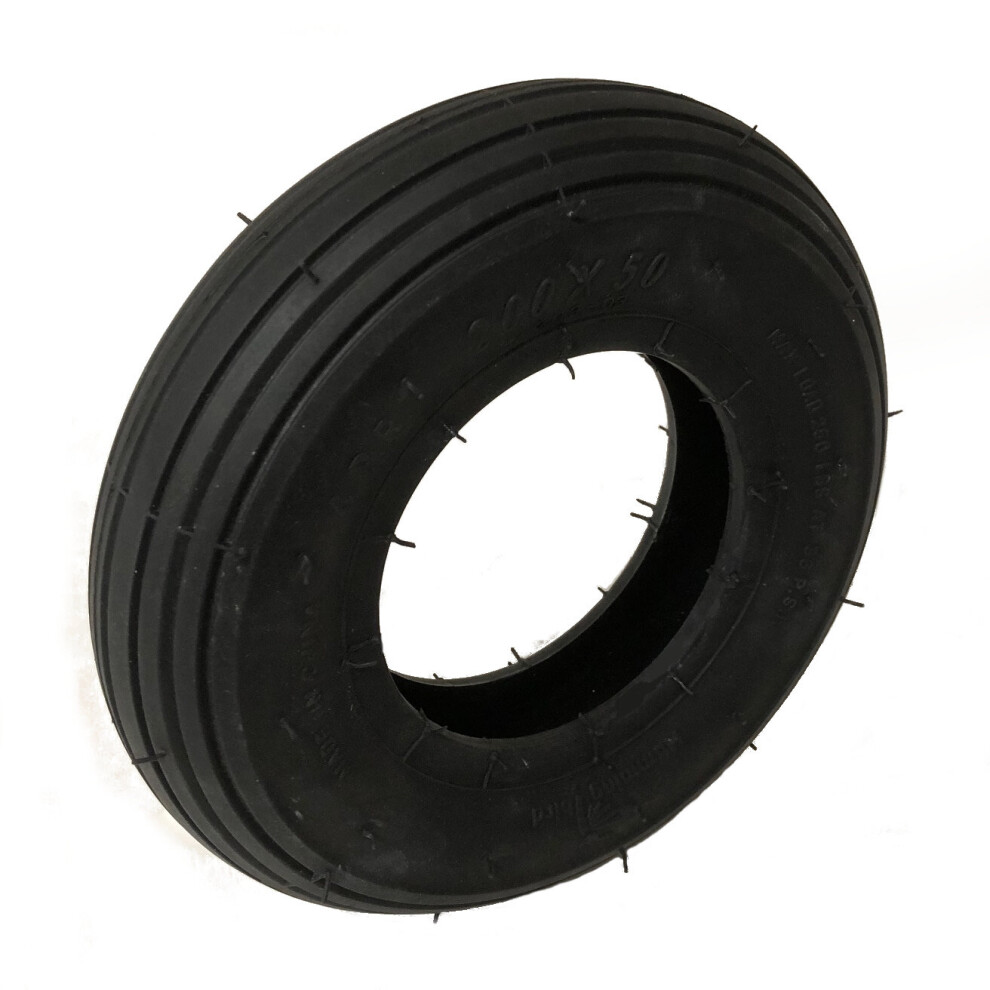 Tyre 200X50 Ribbed Rib Tread 4 Ply 200 X 50 8X2 Fits Razor Crazy Cart 5056213575526