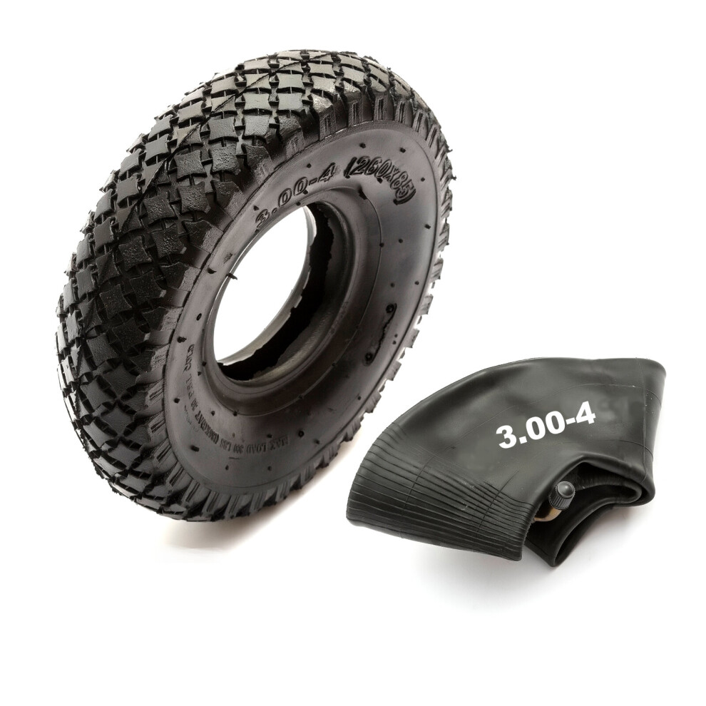 10 Inch Tyre & Innertube 3.00-4 Diamond Tread 4 Ply Sack Hand Truck 4 Inch Rim 5056213532611