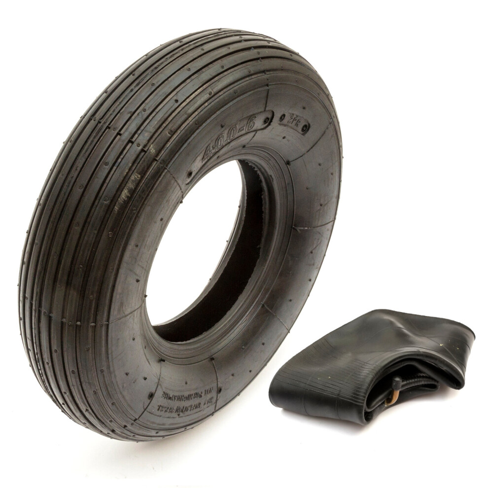 Tyre And Inner Tube 4.00-6 400X6 Ribbed 2 Ply Tread 6" Rim Sack Truck Cart 5056499429865
