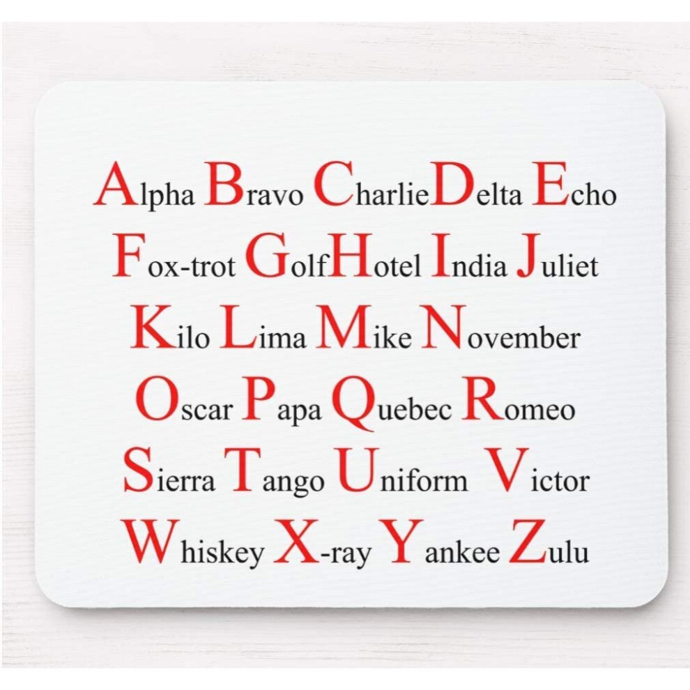 Mouse Mat, Mouse Pad 5Mm Rubber Nato Aplhabet Phonetic 5051149947027