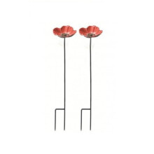Cast Iron Poppy Dish Wild Bird Feeders (Set of 2)
