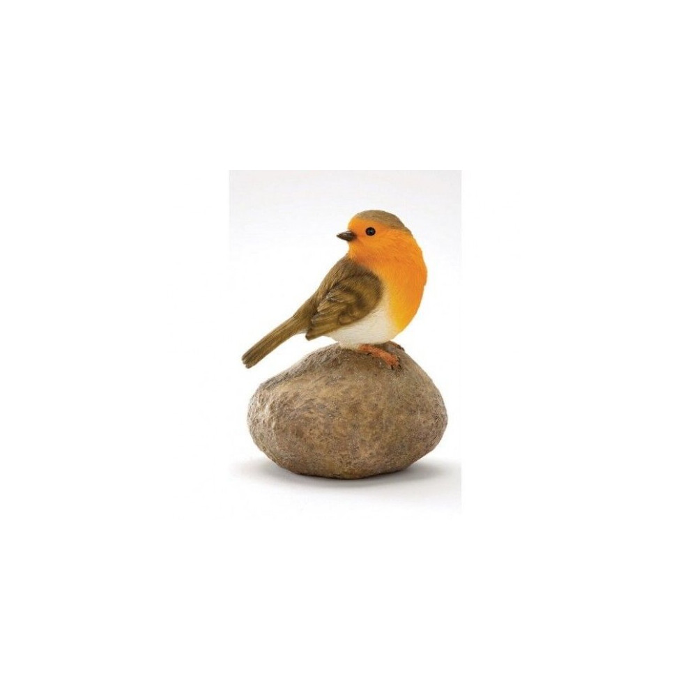 Robin on a Stone Resin Garden Ornament