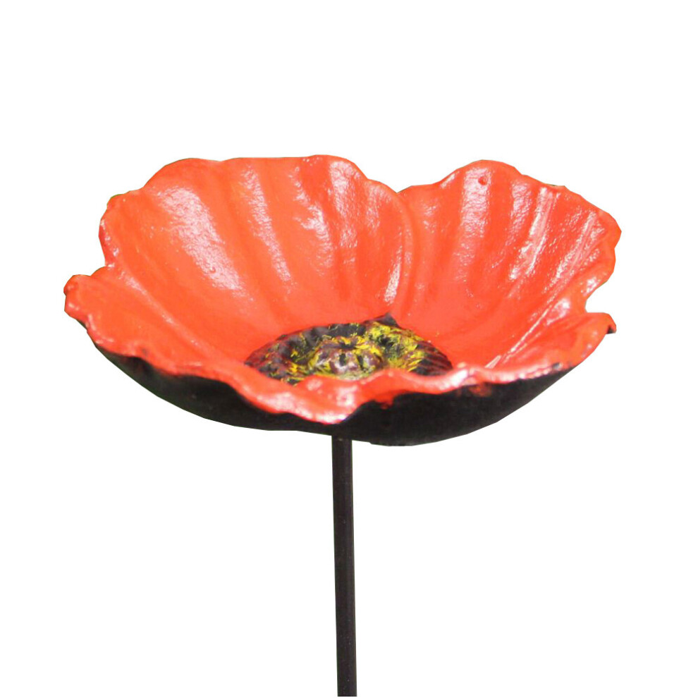 Cast Iron Wild Bird Poppy Flower Dish Bird Feeder