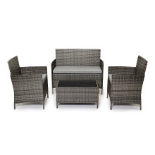(Grey) EVRE Madrid Rattan Garden Furniture 4 piece set