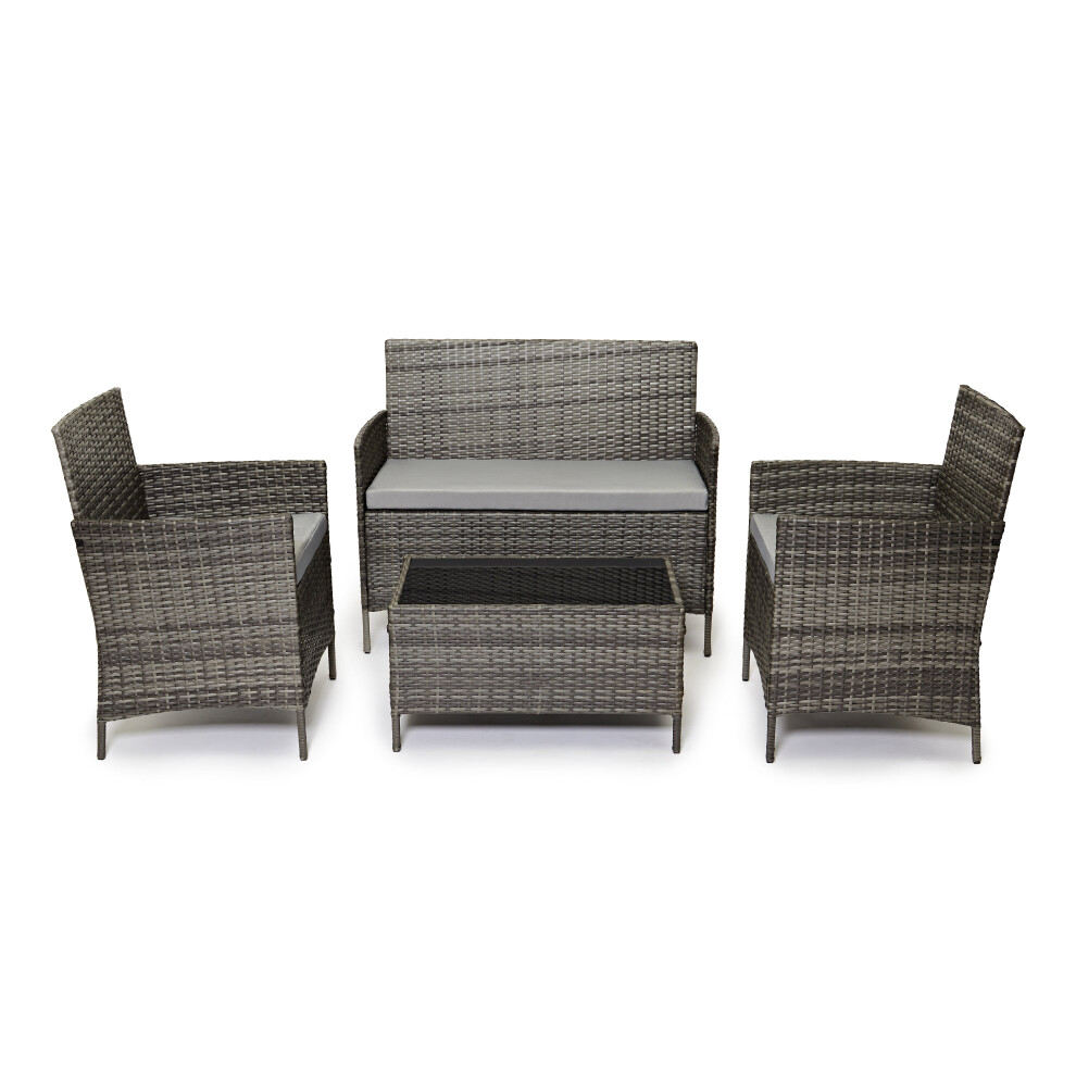 Evre (Grey) Madrid Rattan Garden Furniture 4 Piece Set Grey