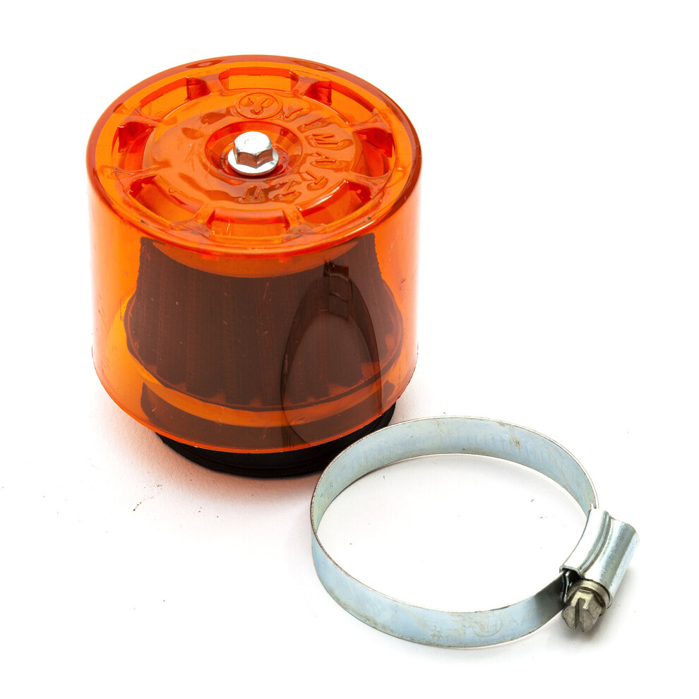 44Mm Quad Bike Air Filter Performance Mushroom Straight Neck With Cover Orange 5056499484598
