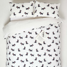 (Double: 200 x 200 cm (79 x 79?)) Scottie Dog Digitally Printed Cotton Duvet Cover Set