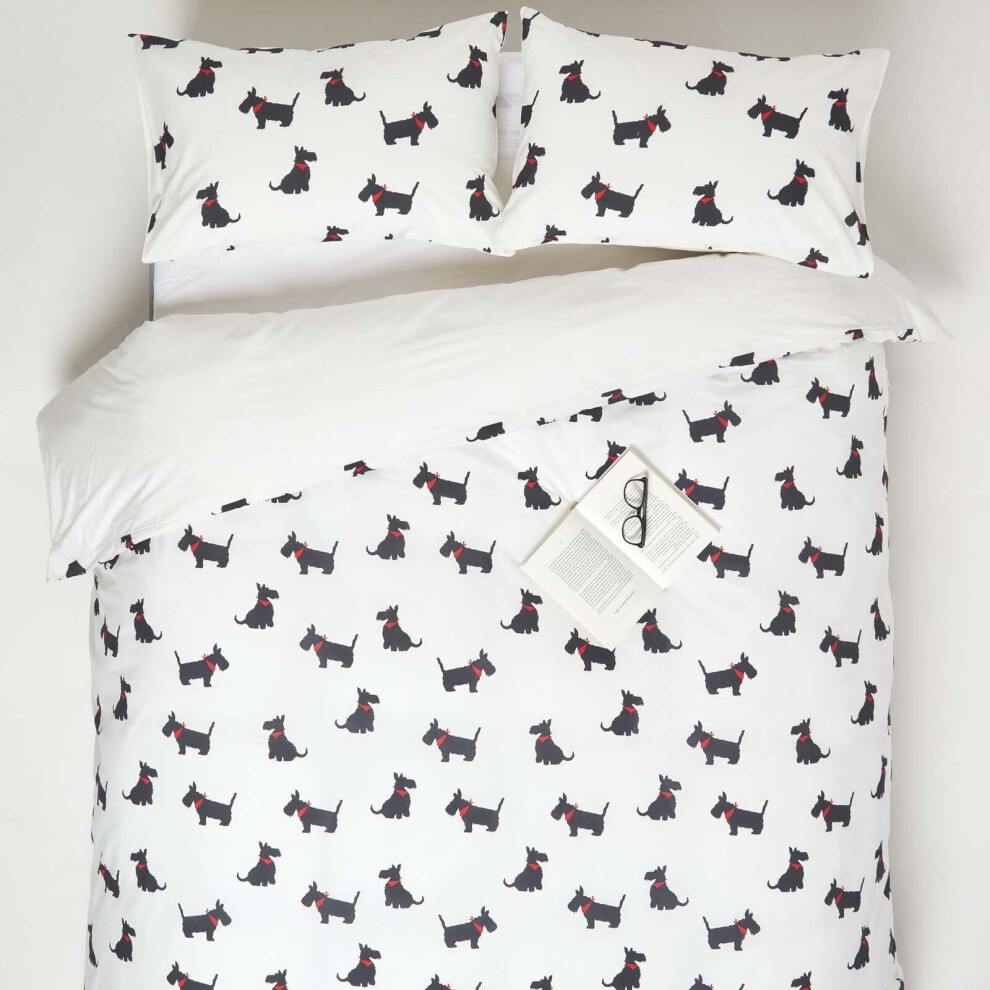 (King: 230 x 220 cm (91 x 87?)) Scottie Dog Digitally Printed Cotton Duvet Cover Set