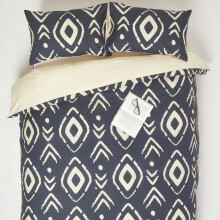 (Super King: 260 x 220 cm (102 x 87?)) Black Aztec Digitally Printed Cotton Duvet Cover Set