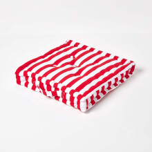 (Red, 40 x 40 x 8 cm (16" x 16" x 3")) Cotton Thick Stripe Floor Cushion