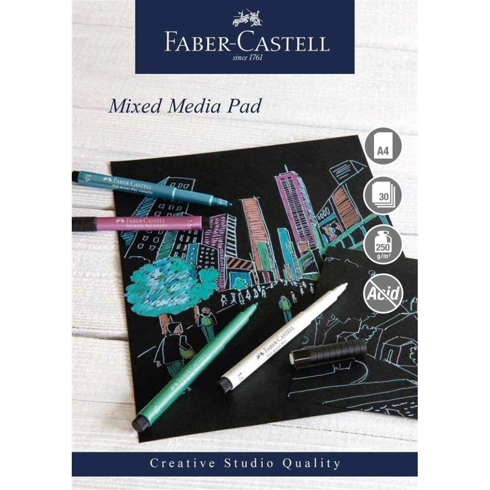 Faber-Castell Faber Castell A4 Creative Studio Mixed Media Pad 250Gsm 30 Sheets - Black