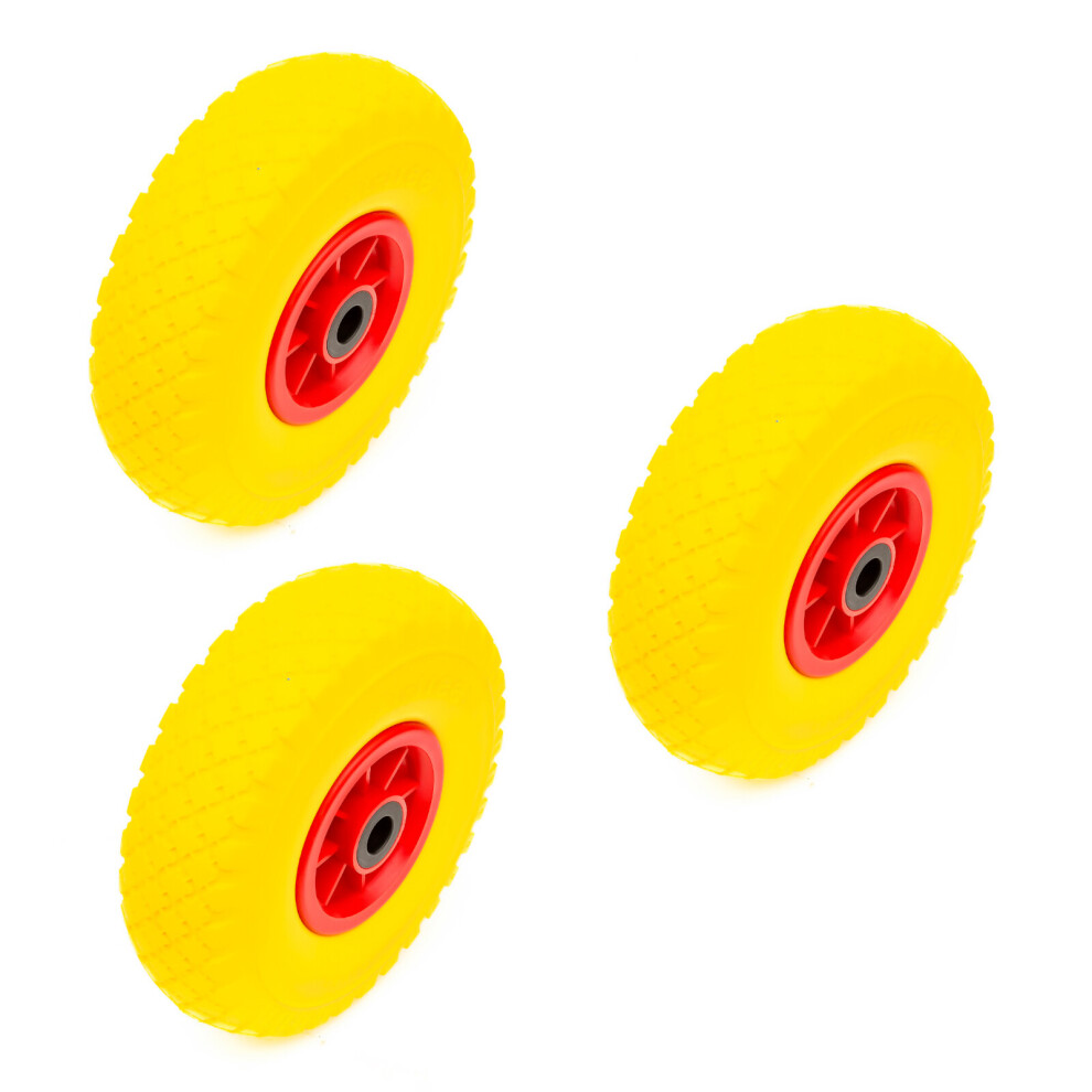 3X Wheel & 10 Inch Pu Solid Puncture Proof Tyre 260X85 & Bearings Sack Truck 5056213575656