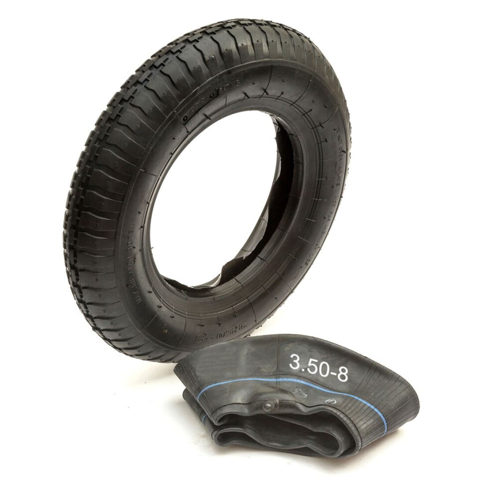 14" Heavy Duty Tyre & Inner Tube Kit 3.50-8 4 Ply Butyl Rubber Trolley Dolly 5056213591243