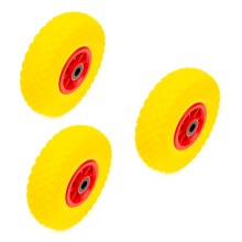 3x Wheel & 10 Inch PU Solid Puncture Proof Tyre 3.00-4 & Bearings Sack Truck