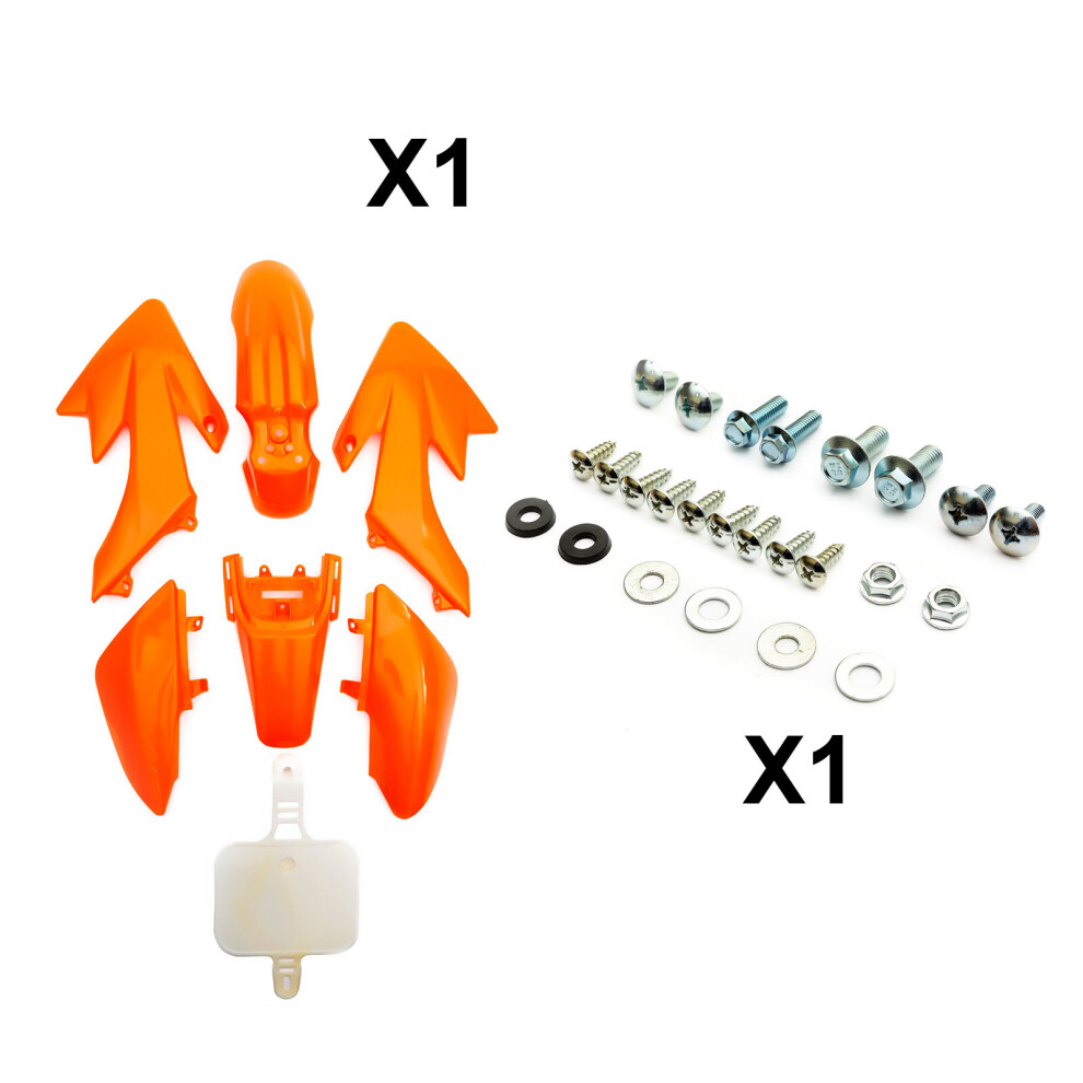 Crf50 Pit Bike Complete Plastics Fairings + Bolts 110Cc 120Cc 125Cc Orange 5055583084973