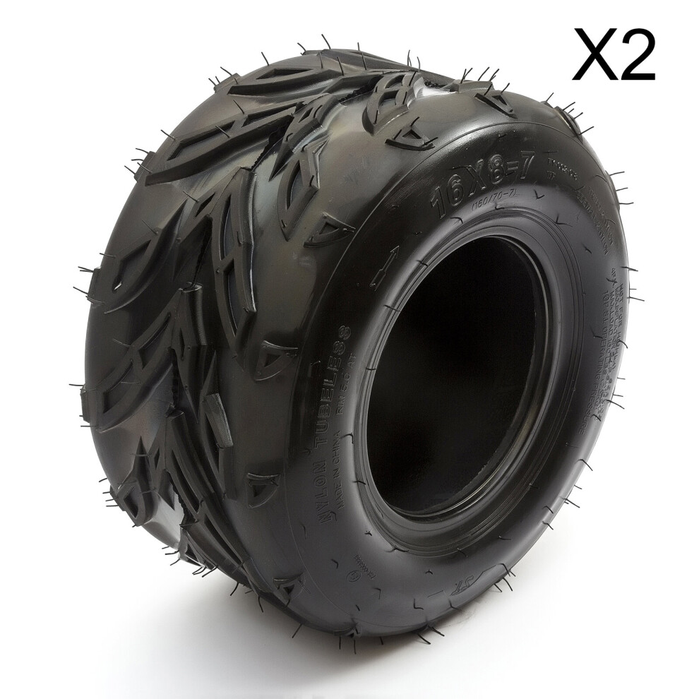 2 Tyre 16X8x7 16X8-7 Wheel Quad Bike Atv 50Cc 70Cc 90Cc 160/70-7 7" 7 Inch Rim 5055583078033