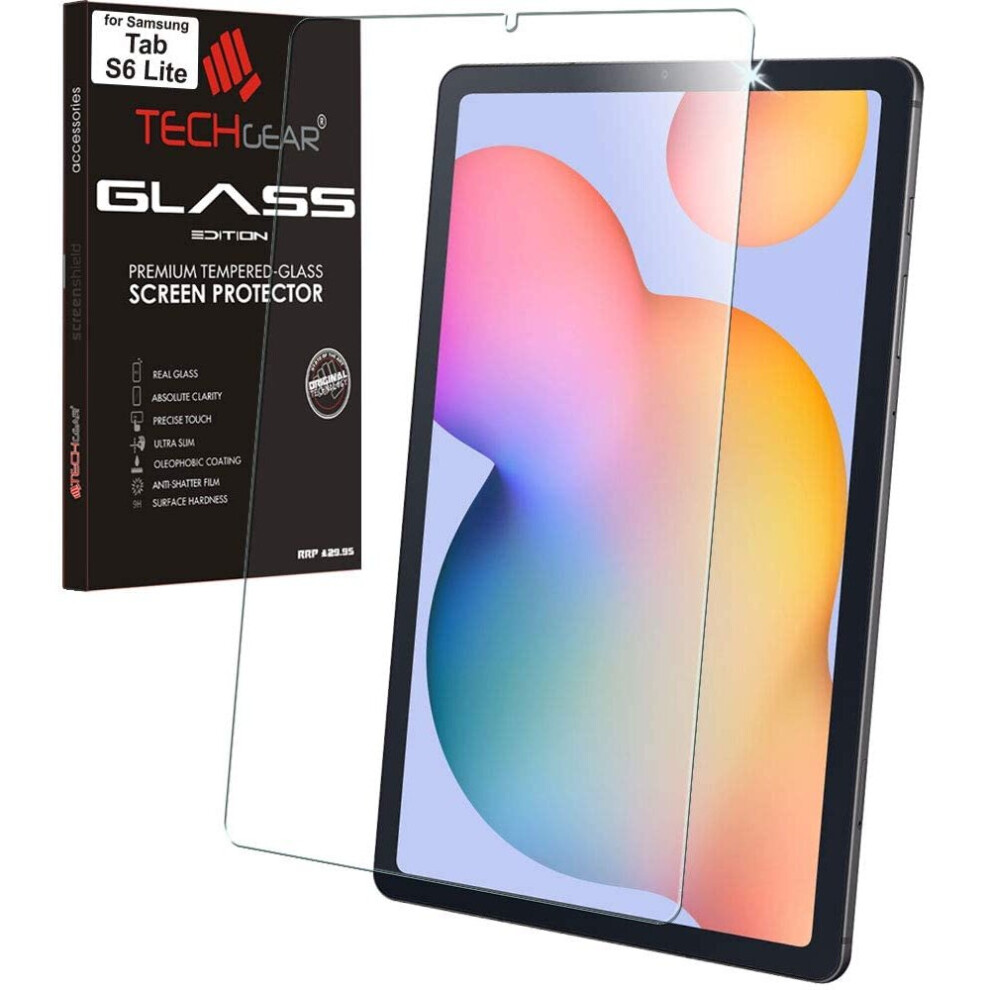 TECHGEAR Galaxy Tab S6 Lite 10.4" GLASS Edition (SM-P610 / SM-P615), Tempered Glass Screen Protector [9H Toughness] [HD Clarity] [Scratch-Resistant]