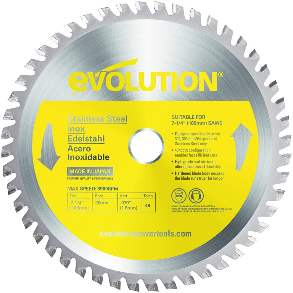 Evolution Power Tools S185tct-48Cs, Stainless Steel, 185Mm