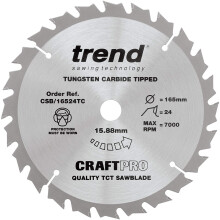 Trend CSB/16524T Craft Pro saw blade - 165mm diameter 5/8in bore 24tooth TCT for cordless saws, 5.0 mm*265.0 mm*318.0 mm