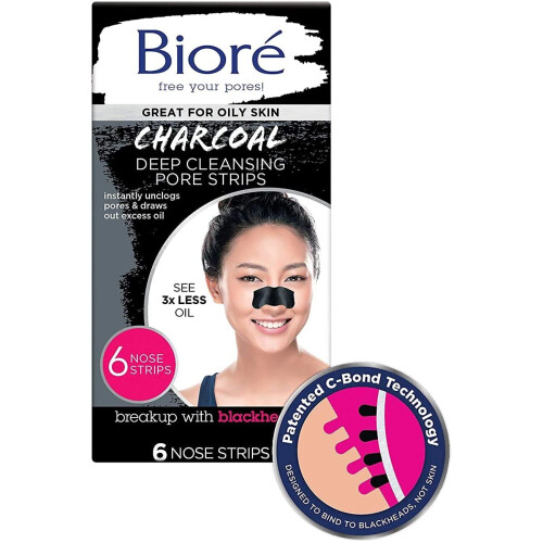Biore Deep Cleansing Charcoal Pore Strips for Nose, 6 Count 1