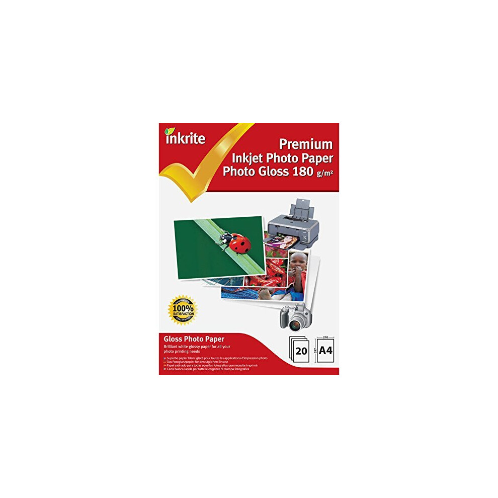 Inkrite Photoplus Premium Paper Photo Gloss 180Gsm A4 (20 Sheets)