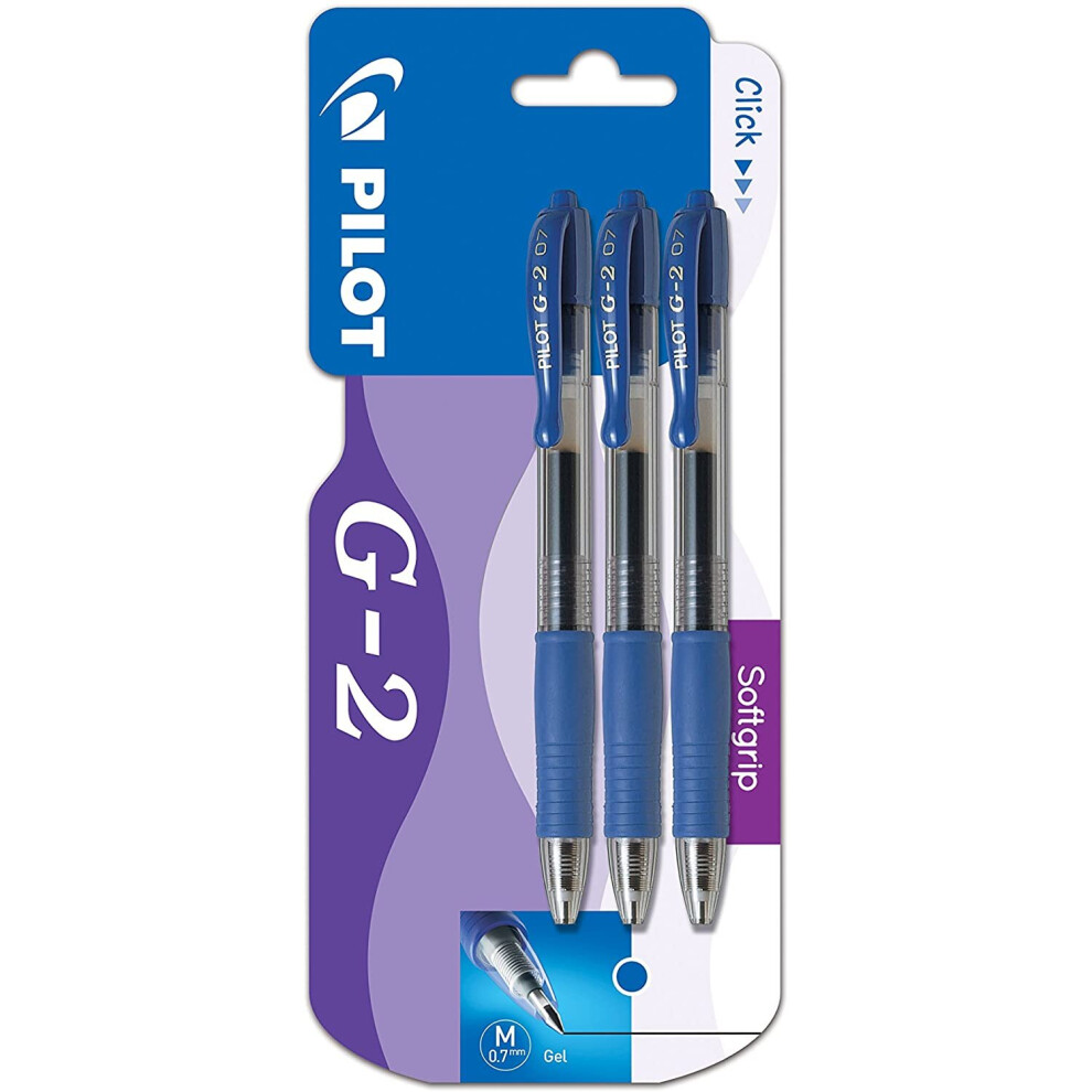 Pilot G207 Retractable Gel Rollerball 0.7 mm (Pack of 3) - Blue