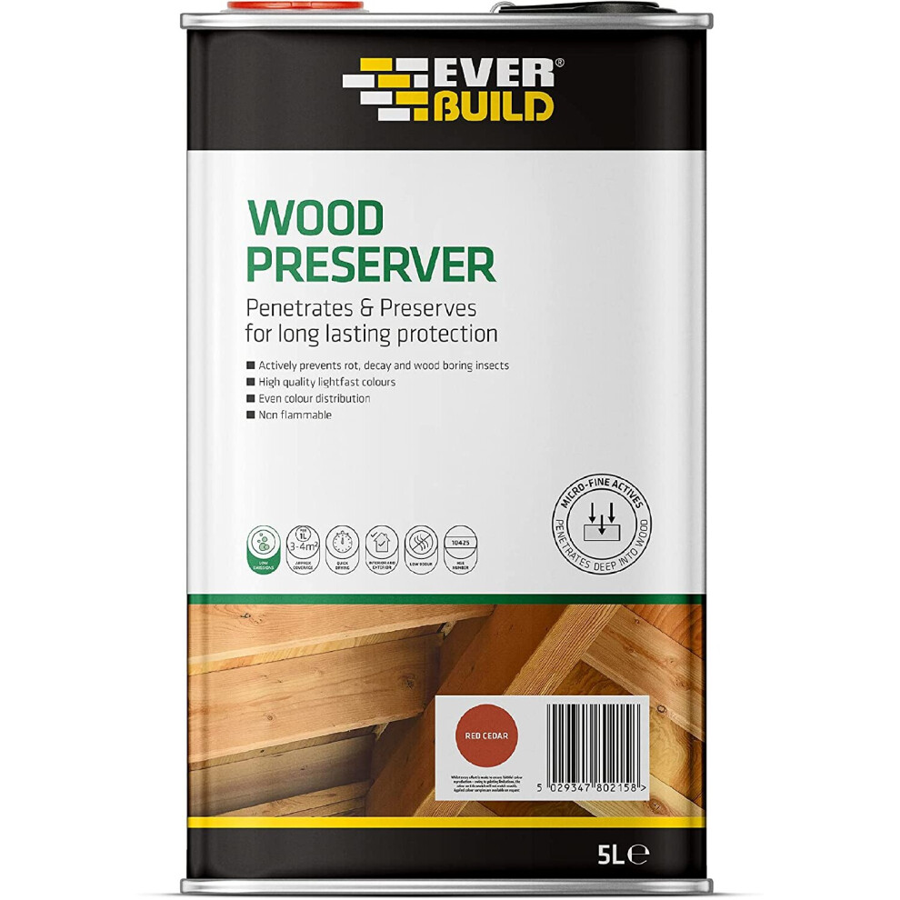 Everbuild Wood Preserver Red Ceda 5 Litre