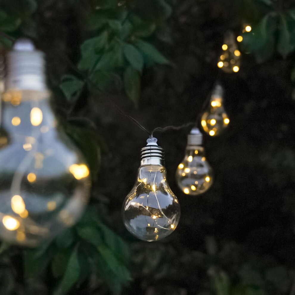 3.9m Solar Power Outdoor Firefly LED Festoon Bulb String Fairy Light | Garden Party Summer Decoration