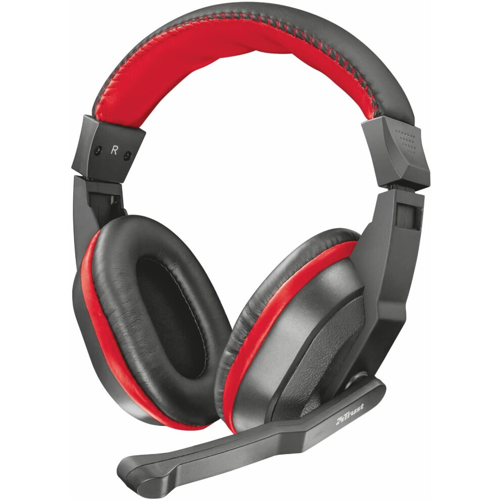 Trust Ziva Over-Ear Gaming Headphones With Retractable Microphone, Black / Red