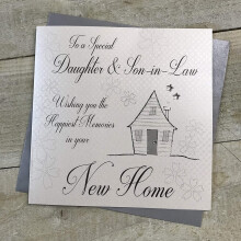 White Cotton Cards Handmade New Home Card, Daughter and Son-in-Law - Code Ss252-Ds