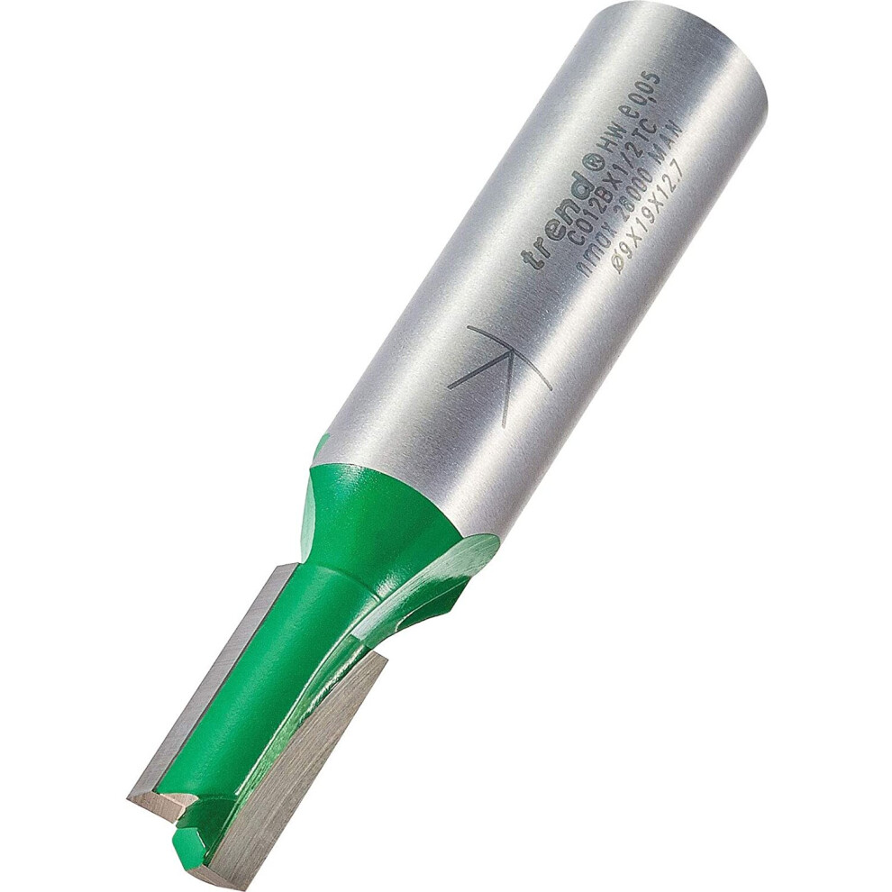 Trend Craft Pro 1/2" Shank Straight Router Cutter Bit-Ref: C012bx1/2Tc Diameter 9Mm Cutting Length 19Mm Tungsten Carbide Tipped, Dia X