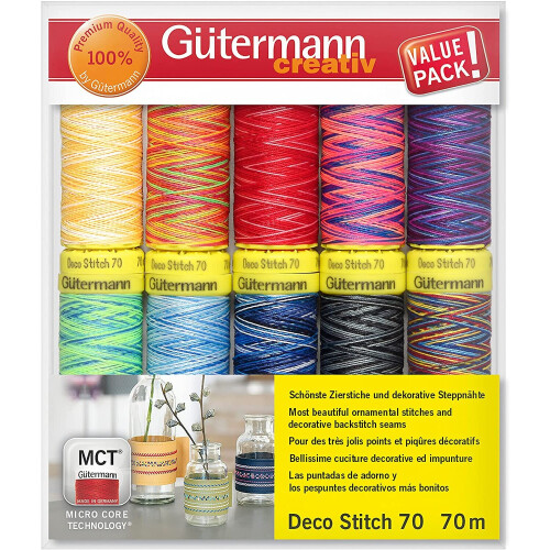 Gütermann Gutermann Deco Stitch Thread Set 70m x 12 reels, Multicoloured, One Size 1