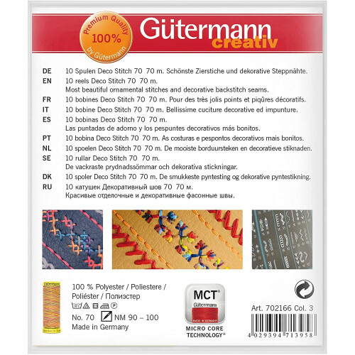 Gütermann Gutermann Deco Stitch Thread Set 70m x 12 reels, Multicoloured, One Size 2
