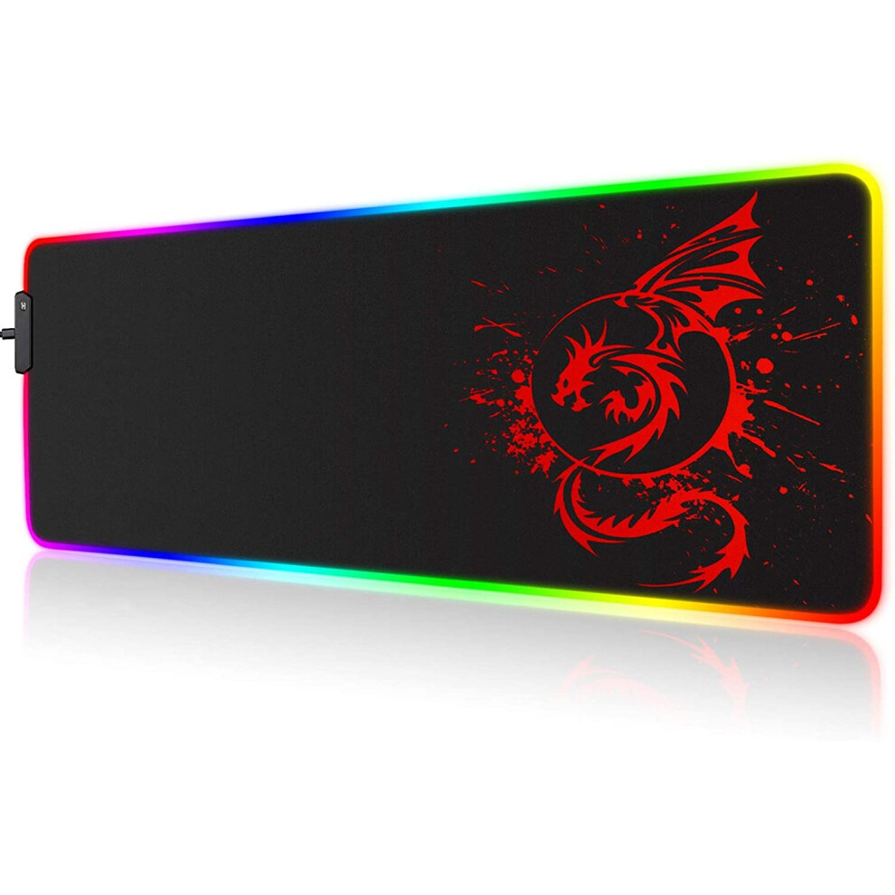 Rgb Gaming Mouse Pad, Large Extended Glowing Led Mousepad With 15 Lighting Modes And Usb,Smooth Surface Waterproof Gamer Mouse Mat For Gaming, 6998129770581