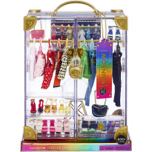 Rainbow High 574323EUC Deluxe Closet Playset – 400 Combinations Portable Clear Acrylic Toy Closet-31+ Fashion Forward Pieces and Doll Clothing,