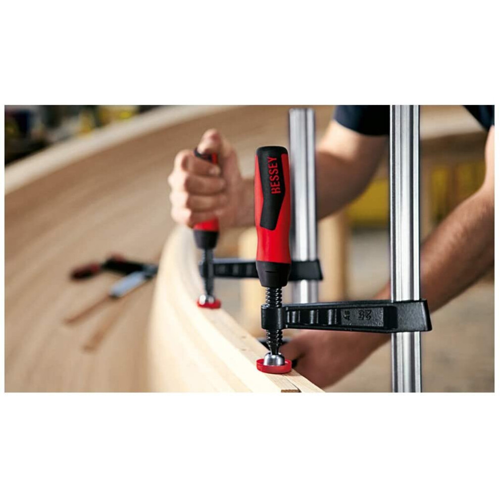 Bessey TG30B8-2K Malleable Cast Iron Screw Clamps, Black/Red/Silver, 300/80/25 x 6 mm