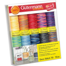 Gutermann Deco Stitch Thread Set 70m x 12 reels, Multicoloured, One Size