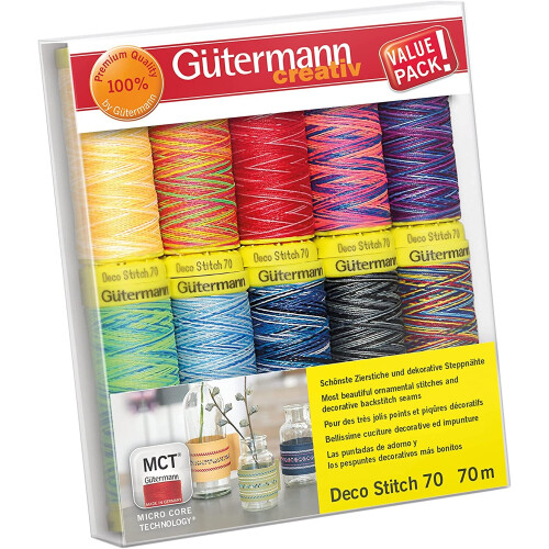Gütermann Gutermann Deco Stitch Thread Set 70m x 12 reels, Multicoloured, One Size