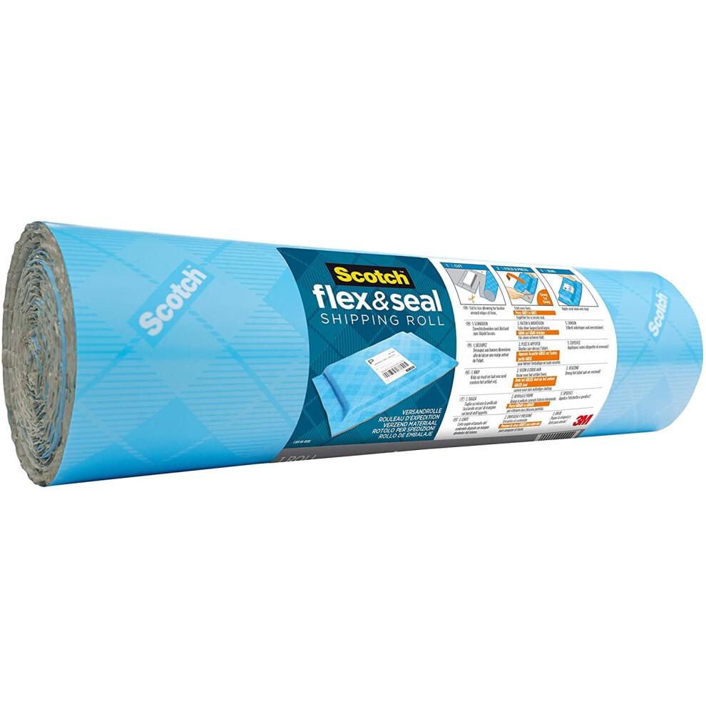 Scotch Flex and Seal Shipping Roll, 38 cm x 3 m, All-in-One Shipping Solution, Easy Packaging Alternative to Postage Bags