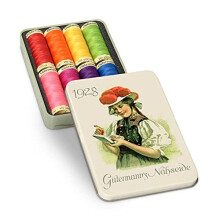 Gutermann Vintage Tin Thread Set 100m Bright Colours x 8 reels, White, One Size