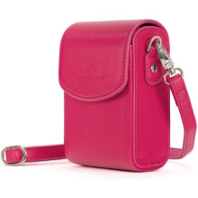 MegaGear MG1254 Panasonic Lumix DC-ZS70, DC-TZ90, DMC-LX10, DMC-ZS60, DMC-TZ80, DMC-ZS100, TZ100, TZ101 Leather Camera Case with Strap - Hot Pink