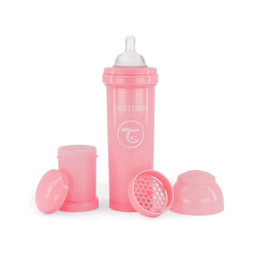 Anti-Colic Bottle, Pastel 330 Ml/11 Oz. Pink Twistshake