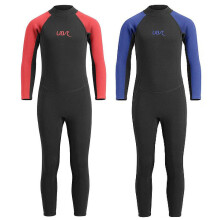 Combinaison de plongée longue UB Kids Sharptooth - 11-12 ans - Noir/Rouge