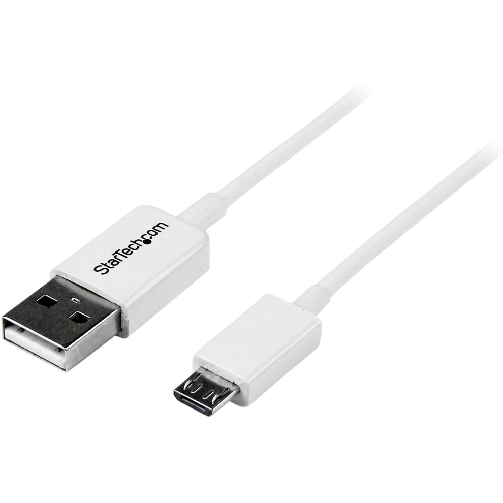 Startech.com 2M Micro Usb Cable Cord - A To Micro B - Micro Usb Charging Data Cable - Usb 2.0 - 1X Usb A Male, 1X Usb Micro B Male (Usbpaub2mw) White