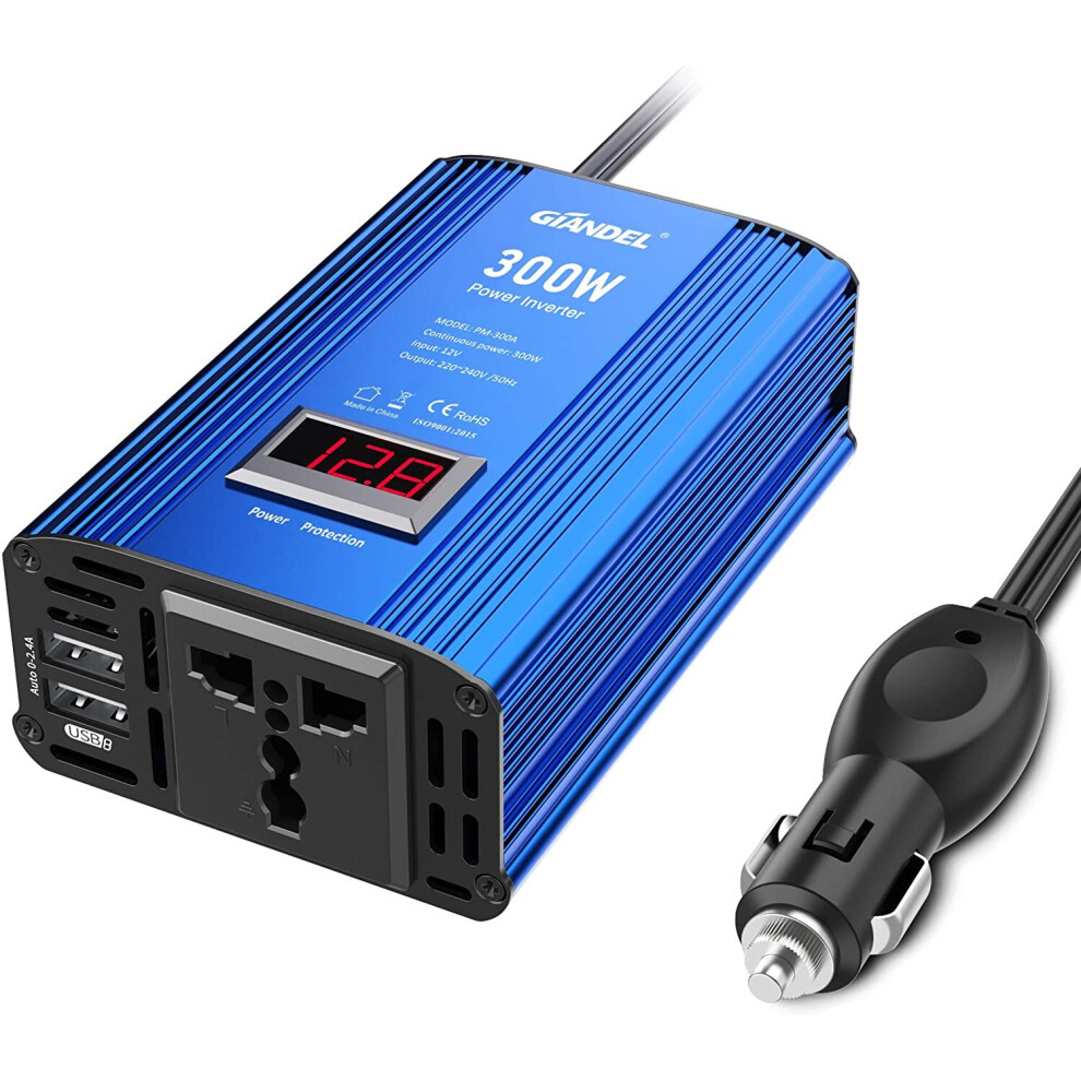 Giandel Power Inverter 300W Modified Wave Dc 12V To 240V 230V Ac Car Inverter With 4.8A Dual Usb Car Adapter With Led Display 791300753313