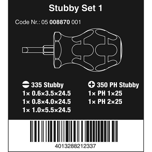 Wera Wera 05008870001 Stubby 1 Screwdriver Set 1