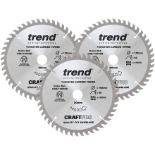 Trend CSB/165/3PK/A Craft Pro Triple Pack of TCT Blades Ideal for Dewalt DWS520K and Makita SP6000 Circular Saws, Tungsten Carbide Tipped, 165mm x 48